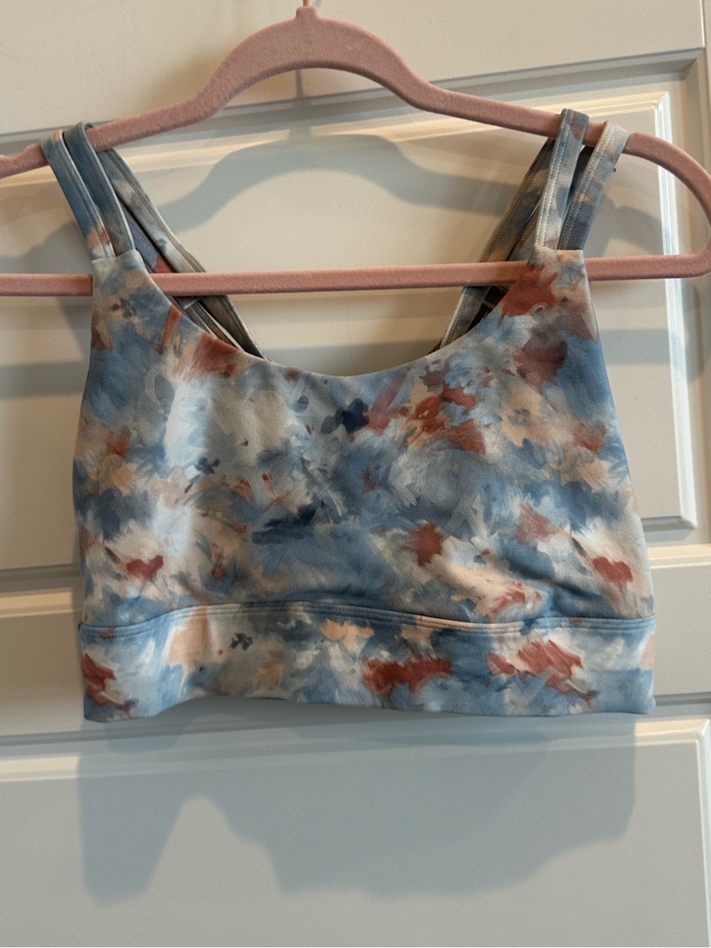 Freely Medium James Luxe Sports Bra Abstract Watercolor Multi Strap Activewear